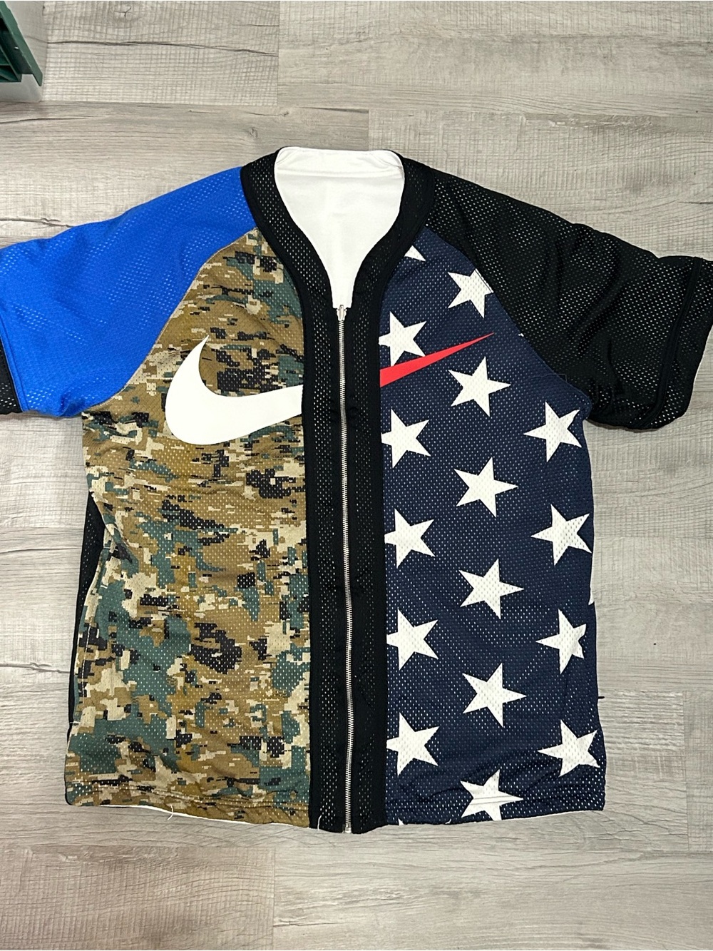 Nike Men’s Short-Sleeve Zip Jersey - Blue/Black/Camo/White